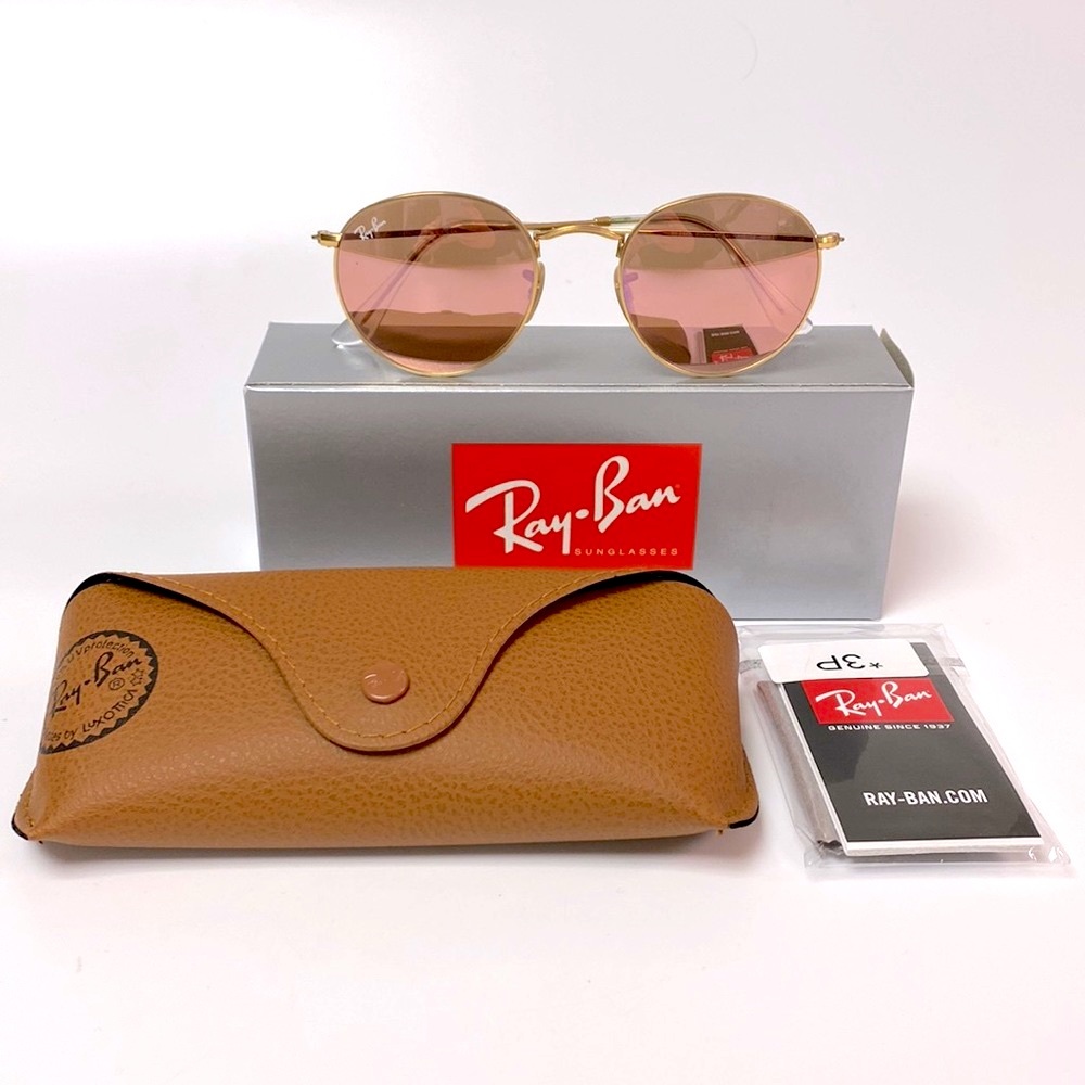 Ray-Ban NIB Authentic Mirrored Round
Sunglasses-Rose Gold